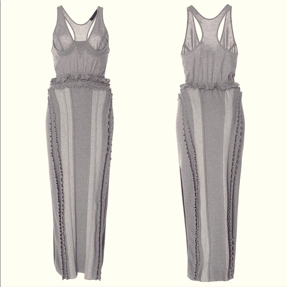 ALEXANDER WANG Ruffle Jersey Grey Dress Sz 4 - Picture 7 of 11